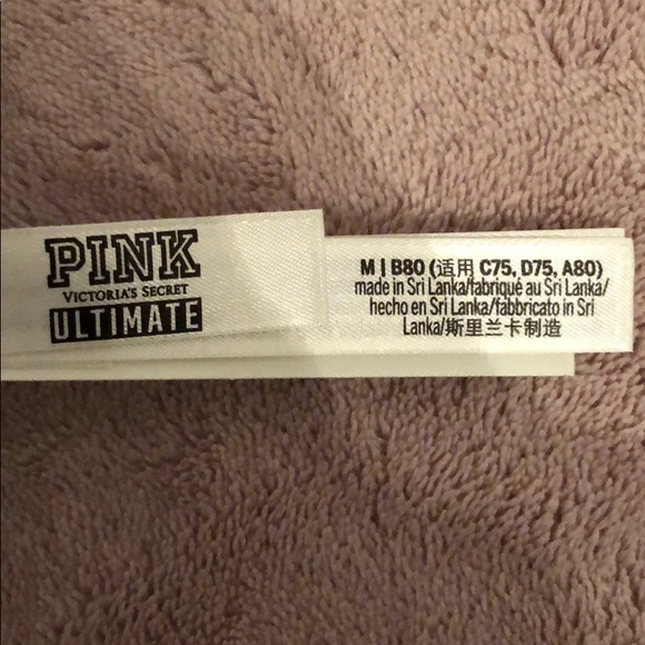 VS PINK Ult Lightly Lined Sports Bra Blue logo - Picture 6 of 7